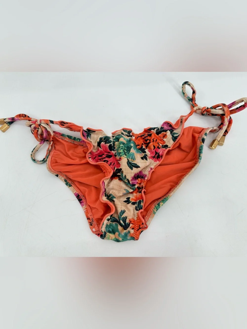 Vix Paula Hermanny Floral Side Tie Bikini Bottoms Size Small